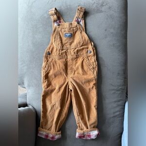 OshKosh B'gosh Tan Corduroy Lined Overalls 3T